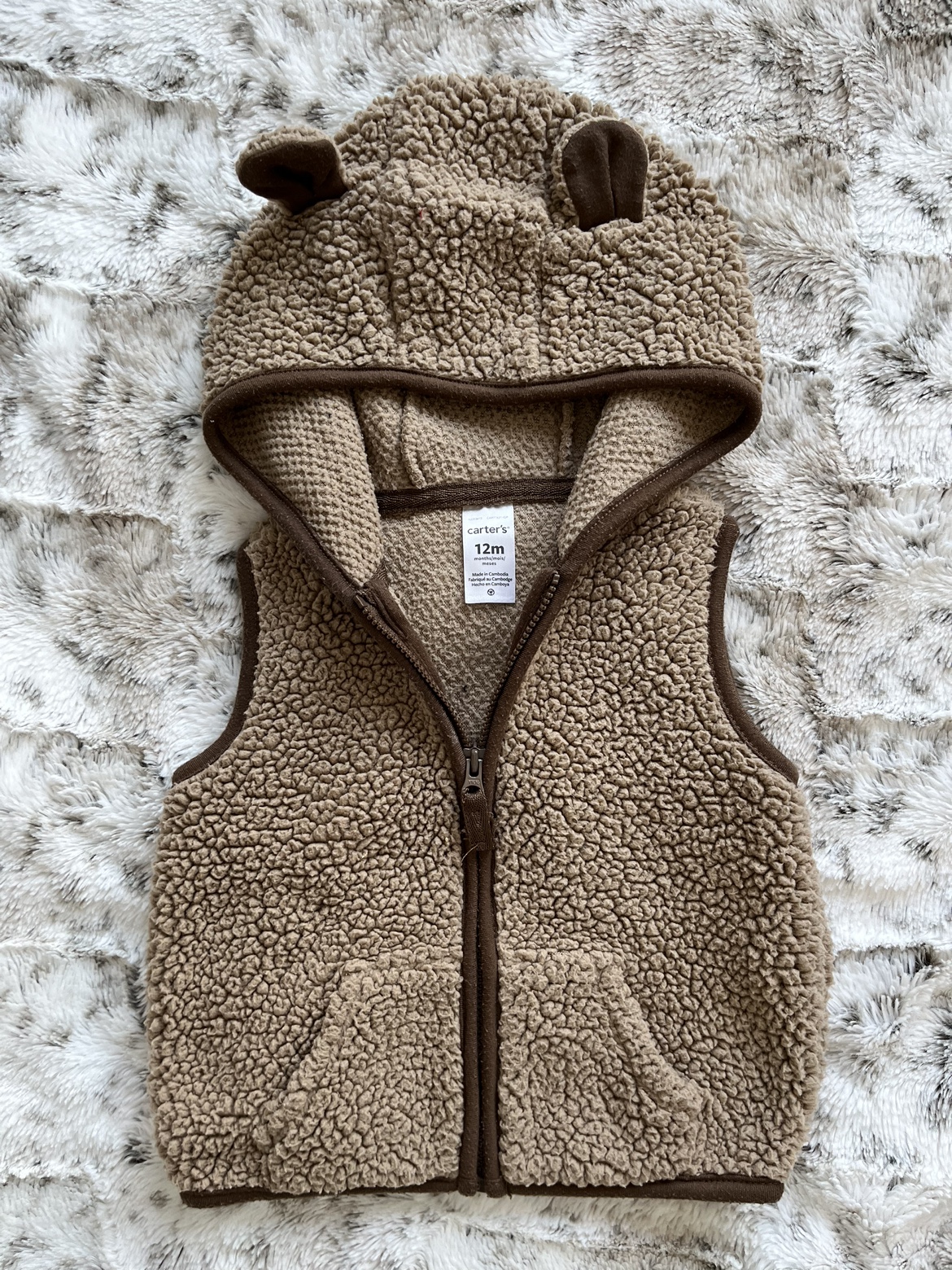 Carters Sherpa Hooded Baby Vest