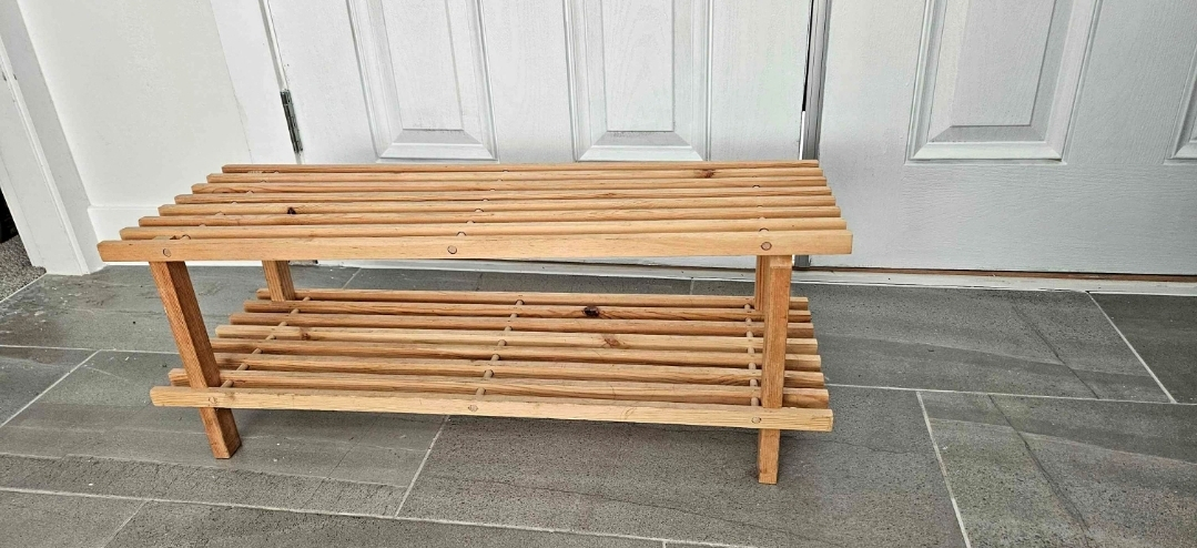 Wooden Two-Tiered Shoe Rack