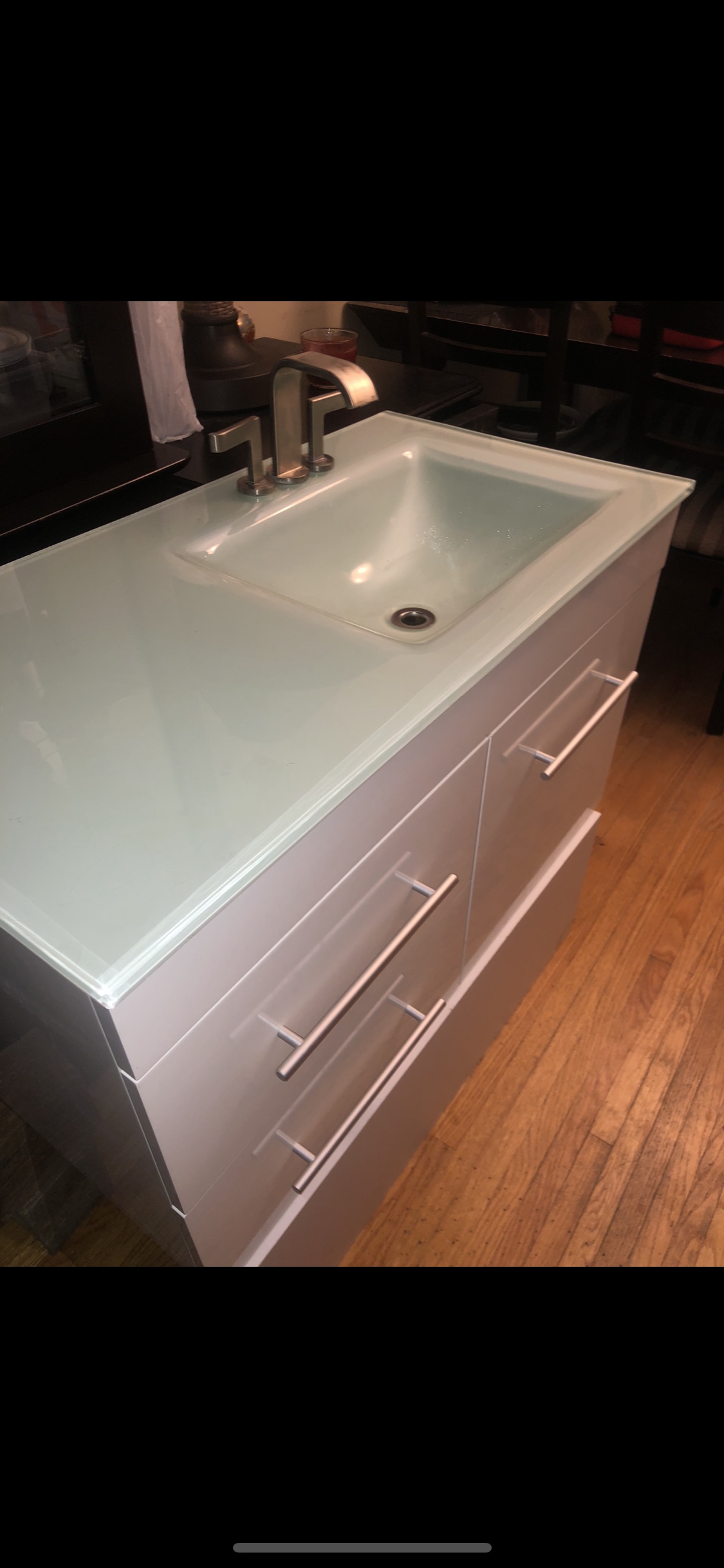 Bathroom Vanity with glass top and sink  (Floating/wall mounted) - photo 4