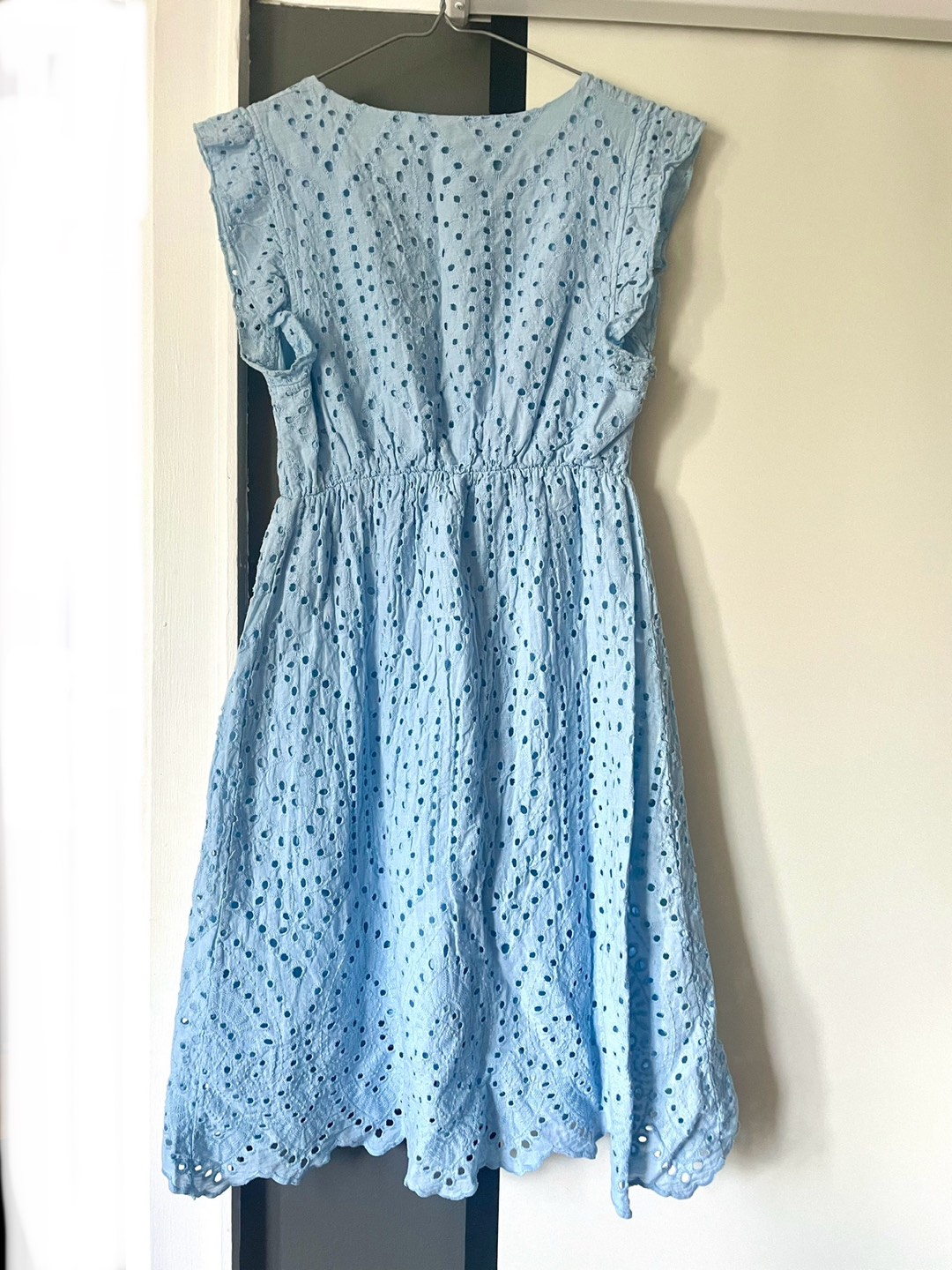 Le Ragazze Italy Linen Dress blue cotton eyelets image indicator(2)