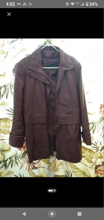 Woman's Wine Color Winter Leather Coat size L