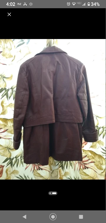 Woman's Wine Color Winter Leather Coat size L - photo 2