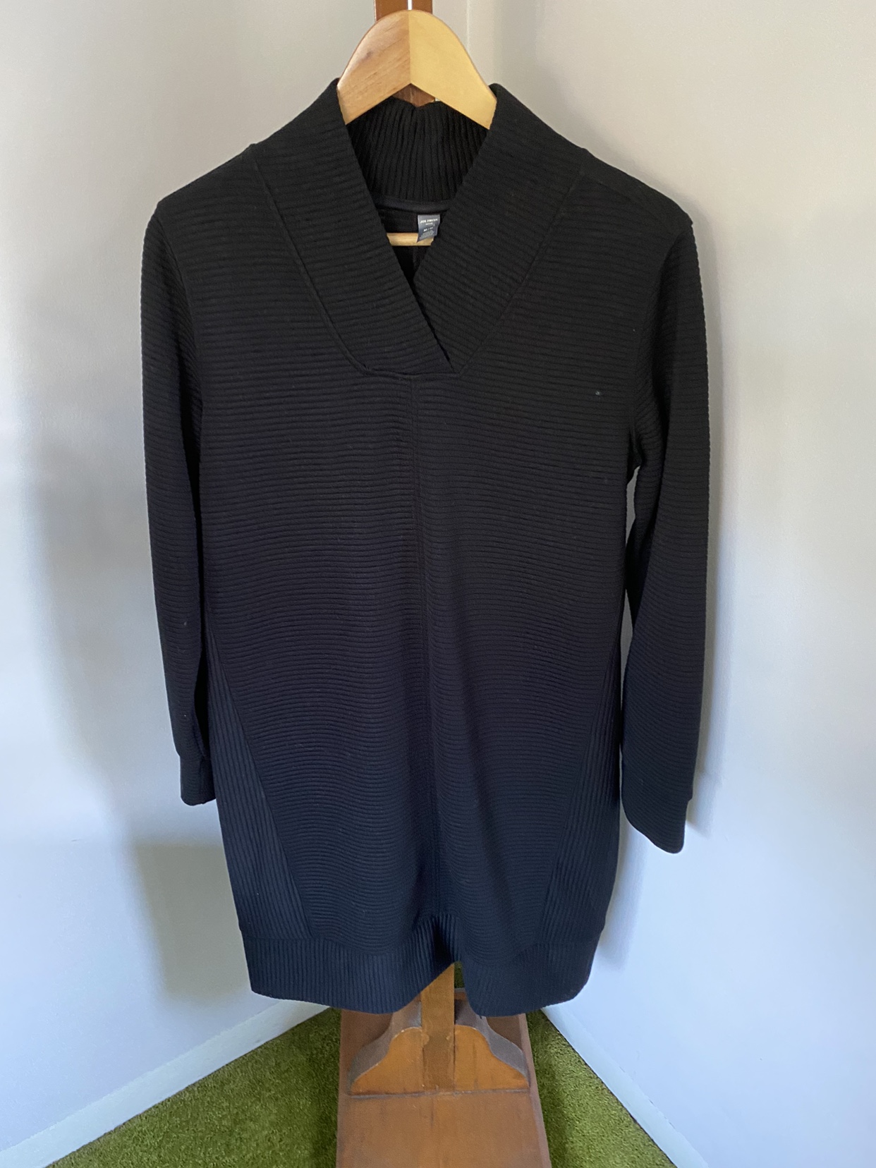 Black tunic length dress - striped - photo 2