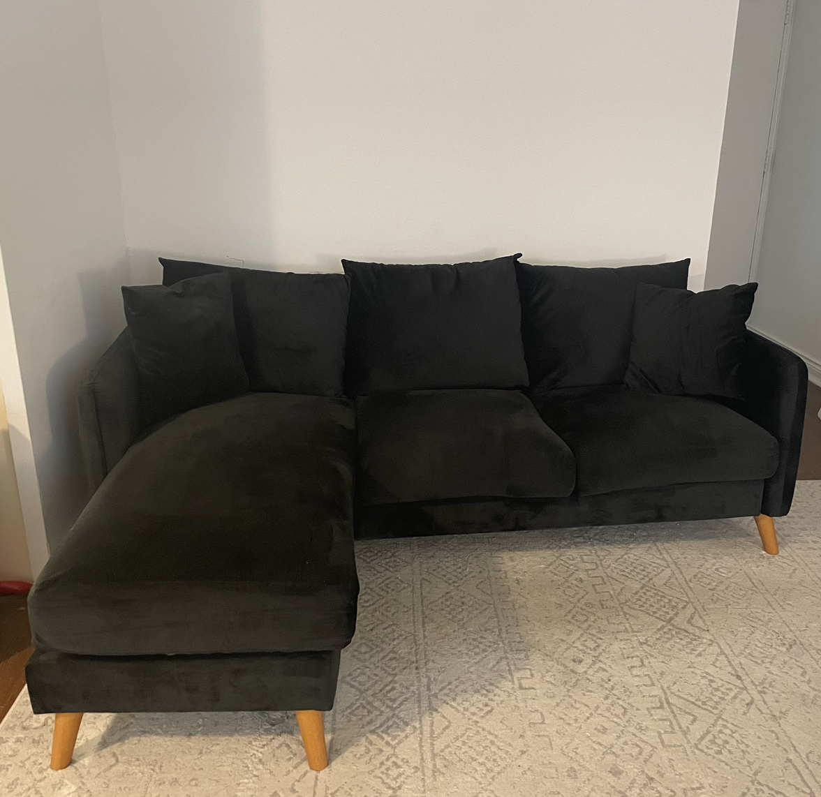 Black Velvet Sectional Sofa