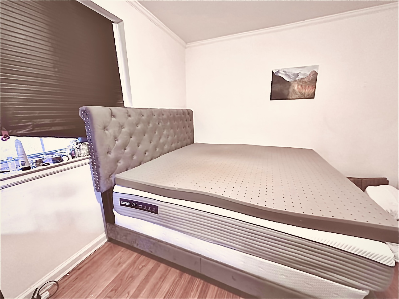 Baxton Studio Platform King Bed (with Purple Foam Mattress) - photo 5