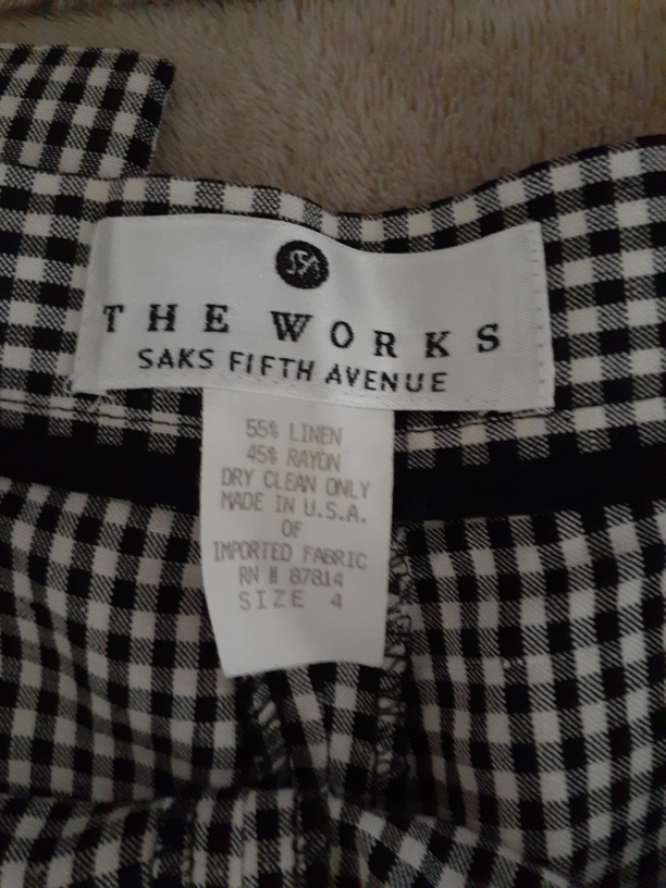 NEW Black and White Checked Linen Pants image indicator(4)