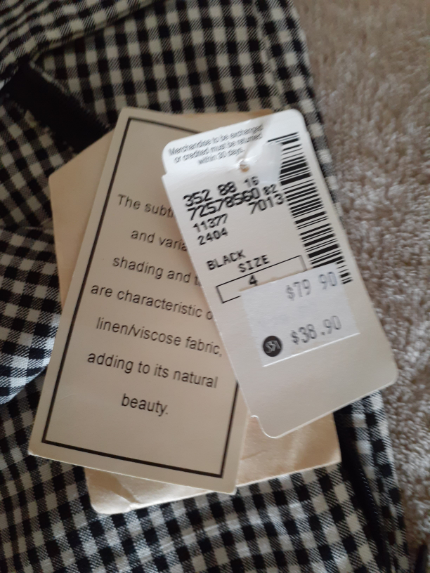 NEW Black and White Checked Linen Pants image indicator(5)