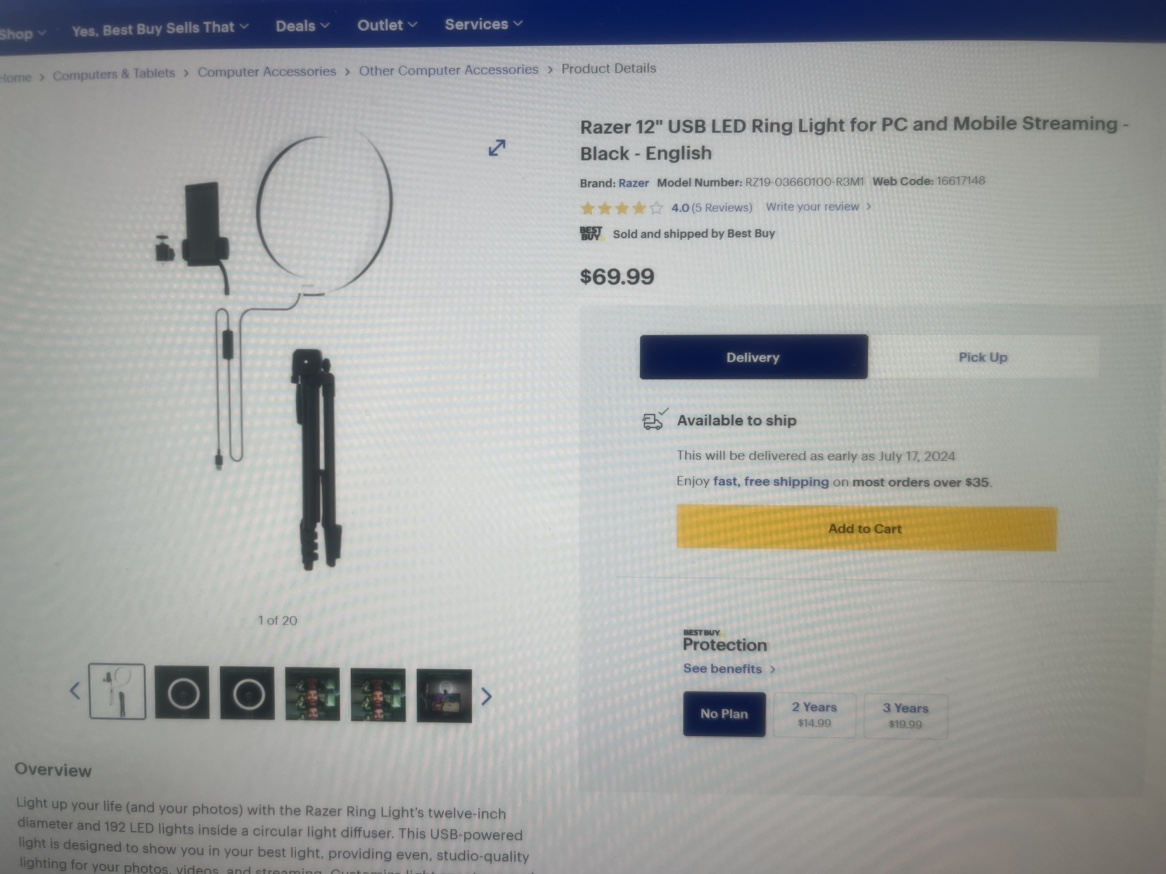 Razer 12” USB LED Ring Light for PC and Mobile Streaming - photo 3