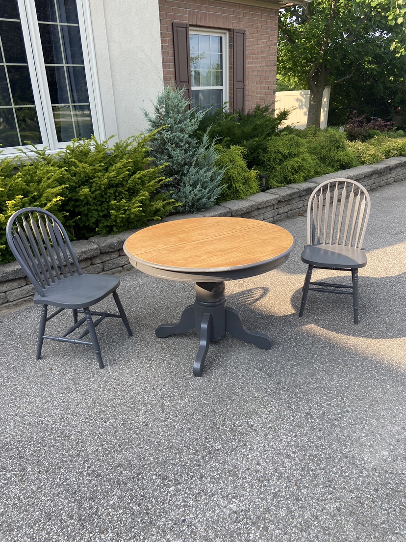 Wooden dining table and chairs