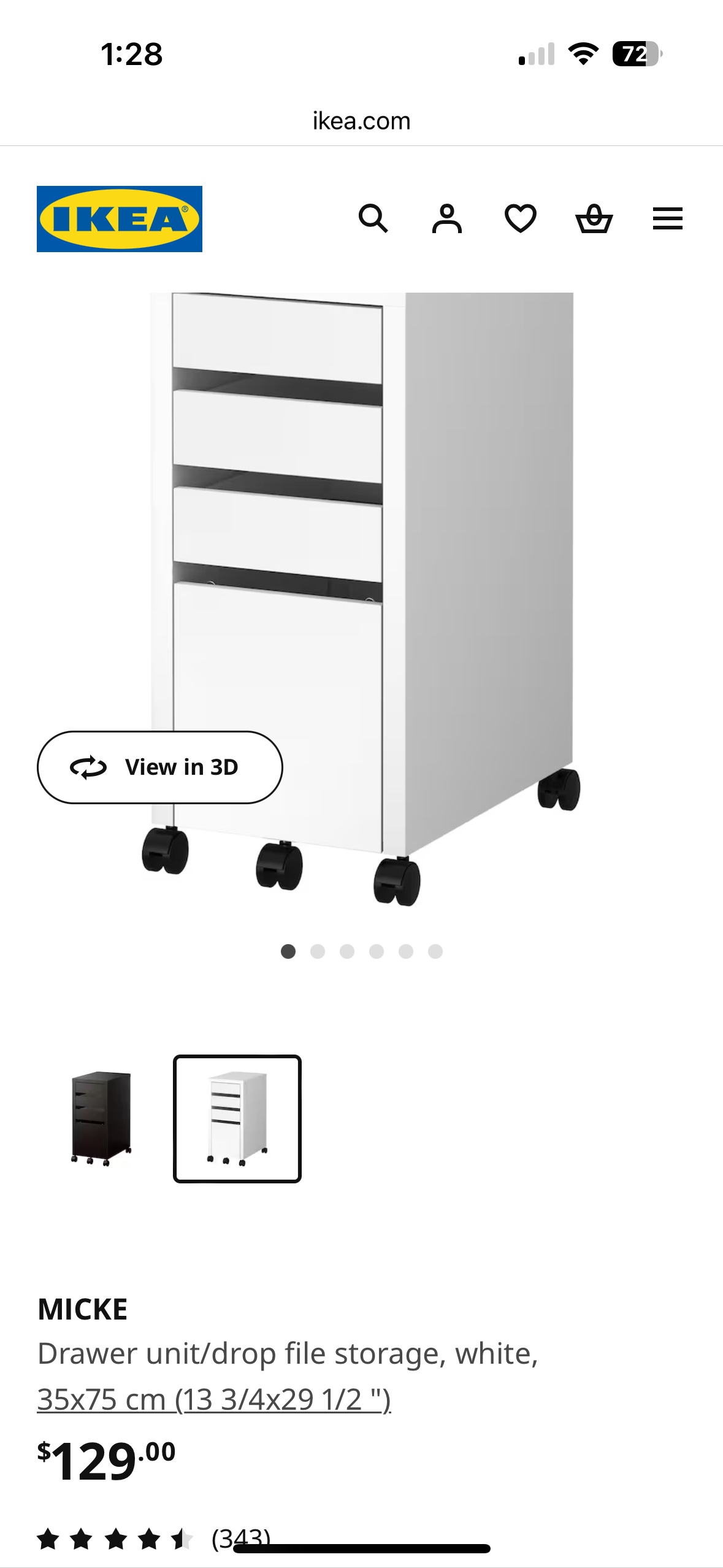 White Transportable Four Drawer Filing Cabinet - photo 5