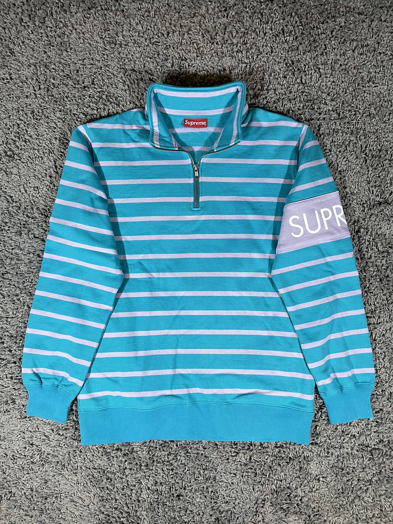 2016FW Supreme Stripe Half Zip Sweat Pullover Royal Blue thumbnail