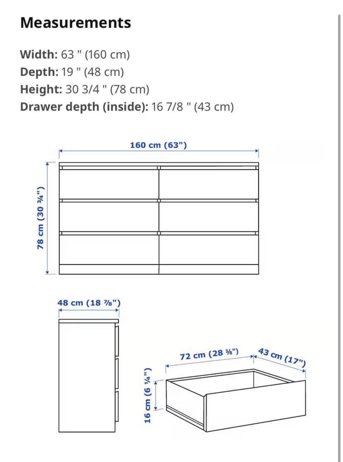 IKEA Malm 6 Drawer Dresser - photo 3