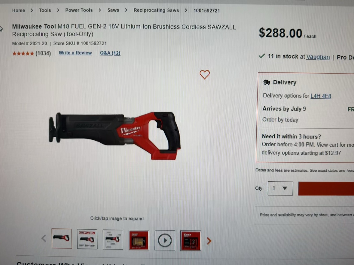 Milwaukee brand new sawzall 2821-20 FUEL image indicator(2)