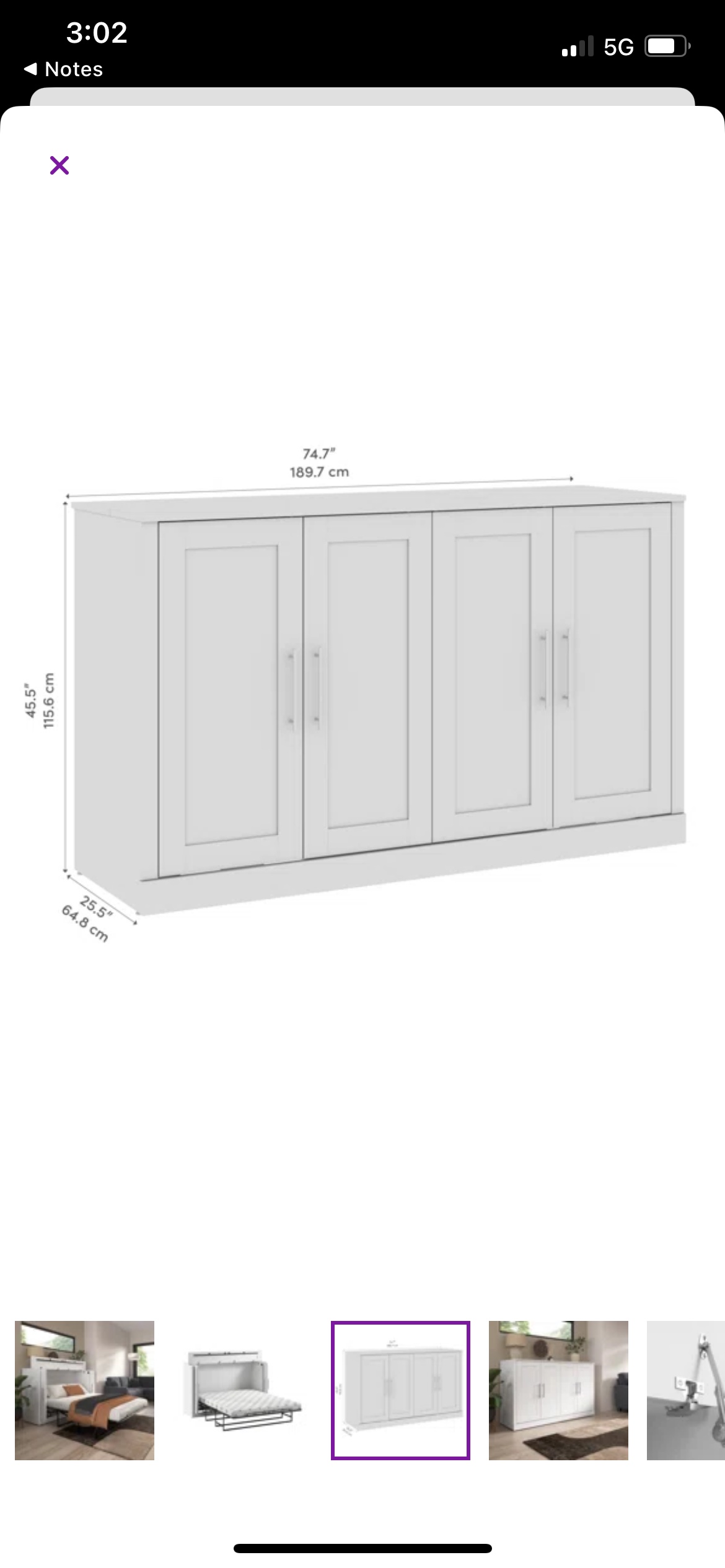Like New Murphy Bed - White - Double Bed - photo 5