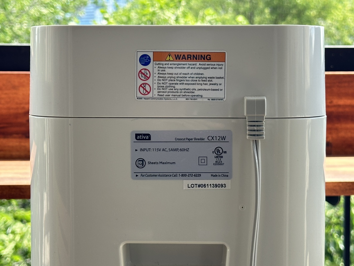 Ativa CX12W Cross-Cut Shredder - photo 3