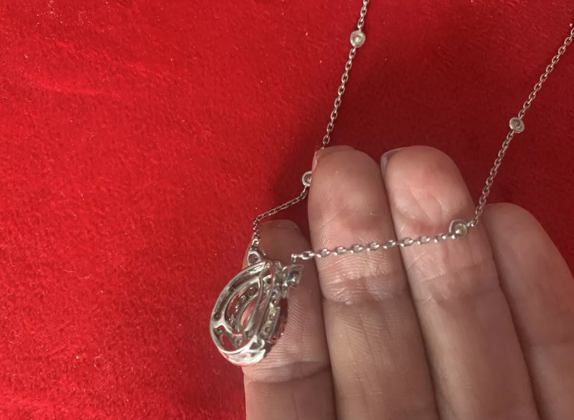 Custom Estate Pear Halo Diamond By The Yard 14k WG Necklace - photo 5