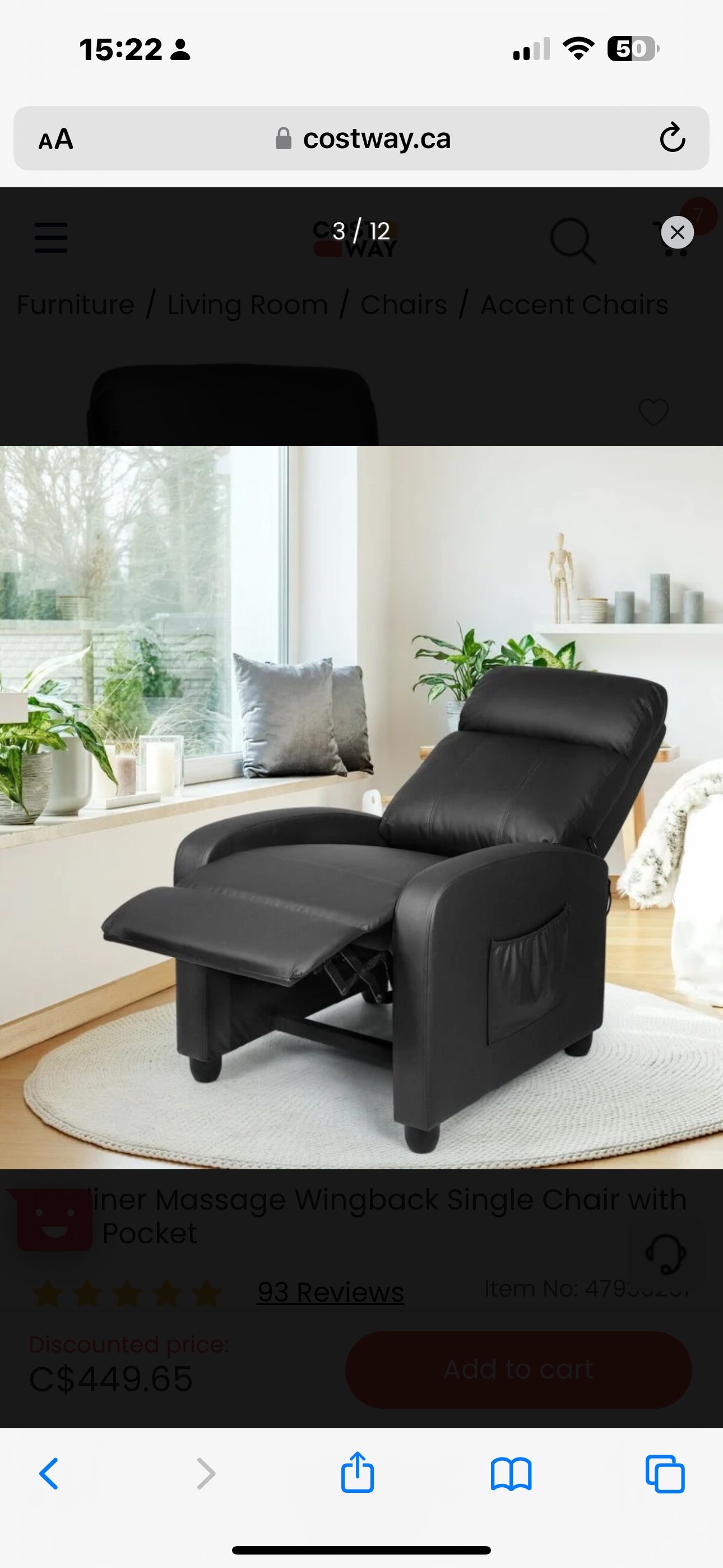 Recliner massage chair with side pocket (dark brown) - photo 3