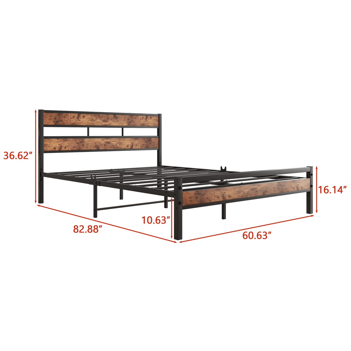 New HOJINLINERO Queen Bed Frame w/ Wood Headboard - photo 2