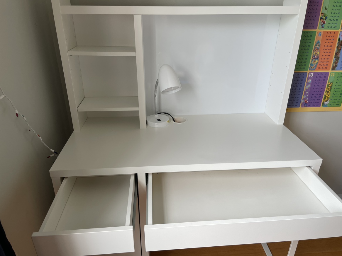 Moving Sale / White MICKE IKEA desk with chair image indicator(5)