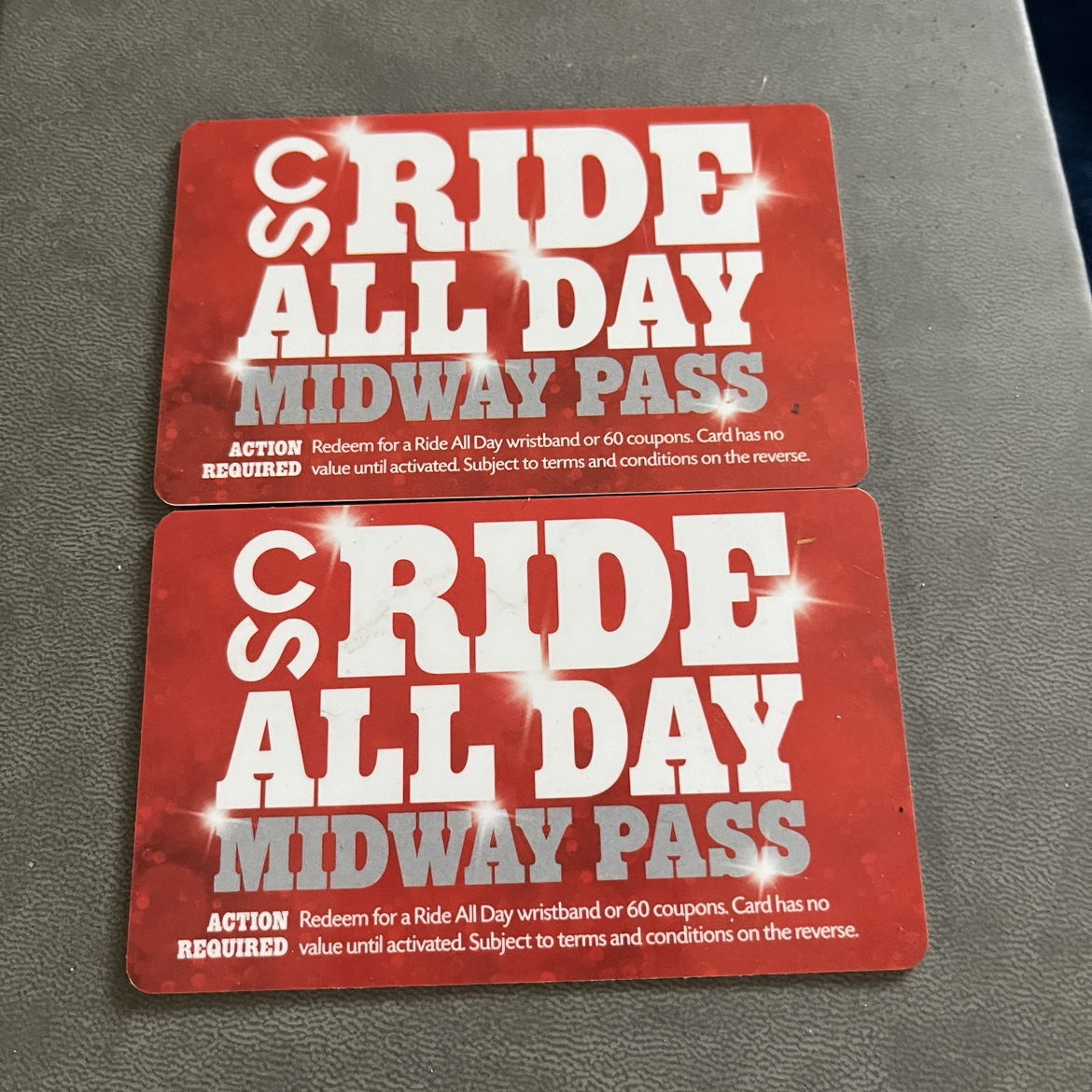 2 stampede ride all day or 60 tickets pass cards