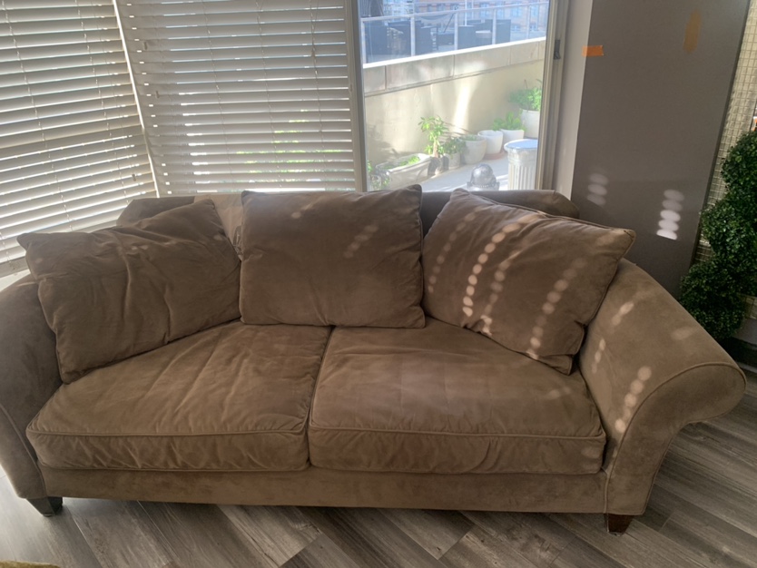 Velvet sofa and armchair by ROWE
