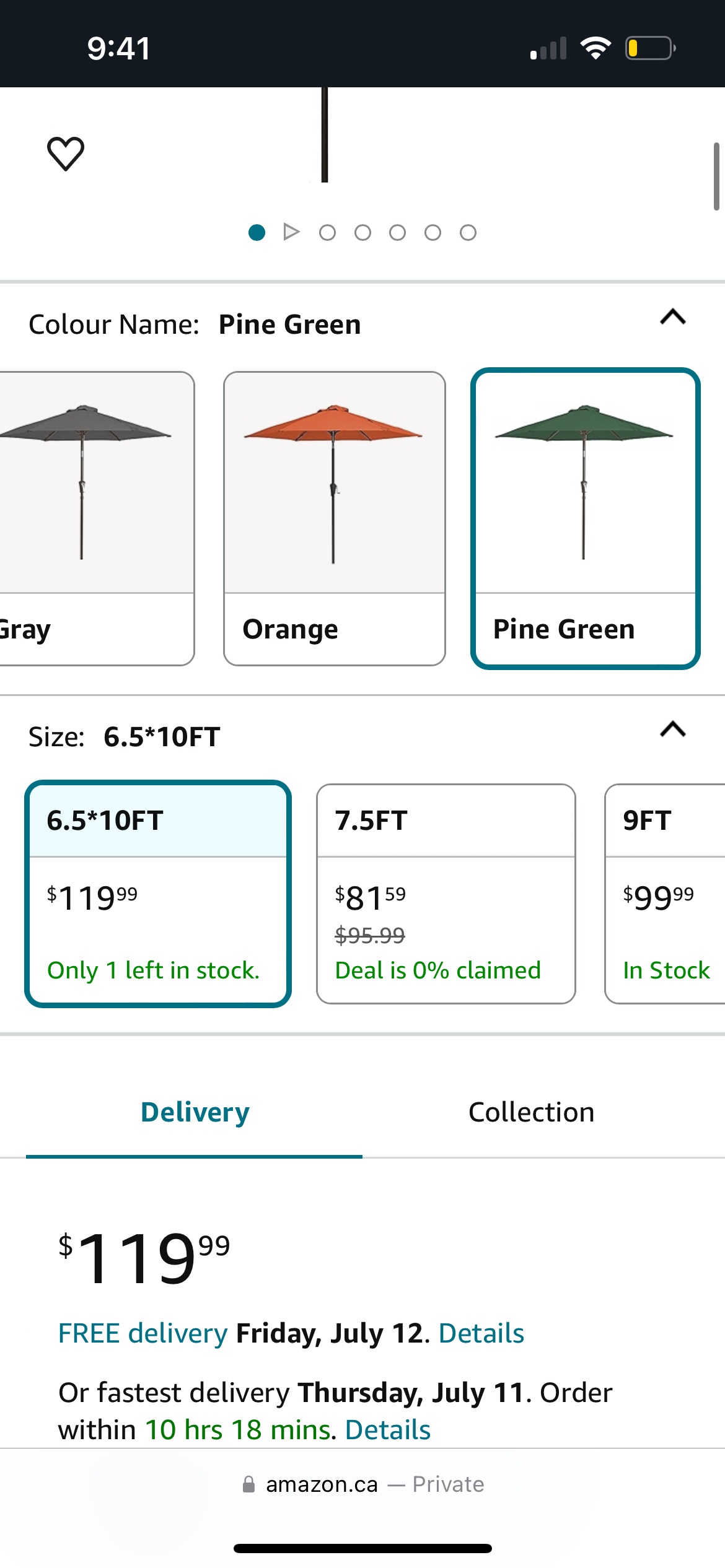 Patio Umbrella 6.5 x 10ft Pine Green - photo 2
