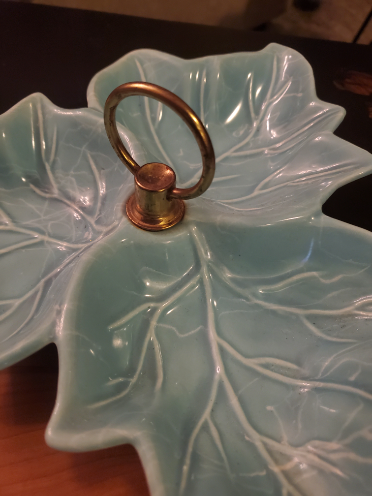 🌞 🌴  'California Pottery' Made in USA . vintage 3-leaf tray - photo 2