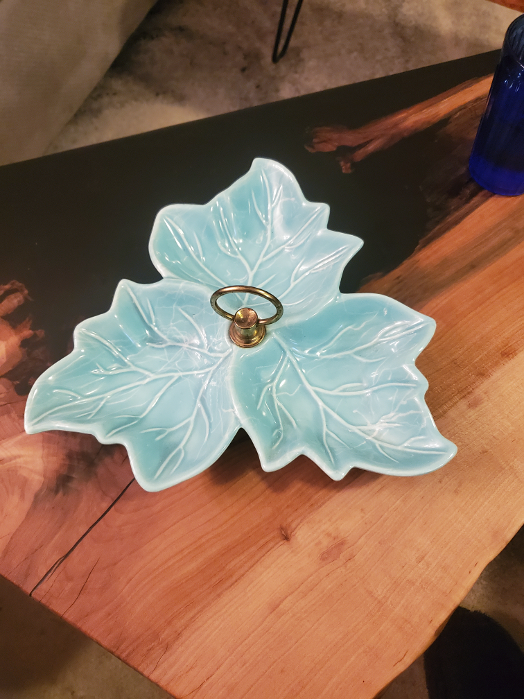 🌞 🌴  'California Pottery' Made in USA . vintage 3-leaf tray - photo 3