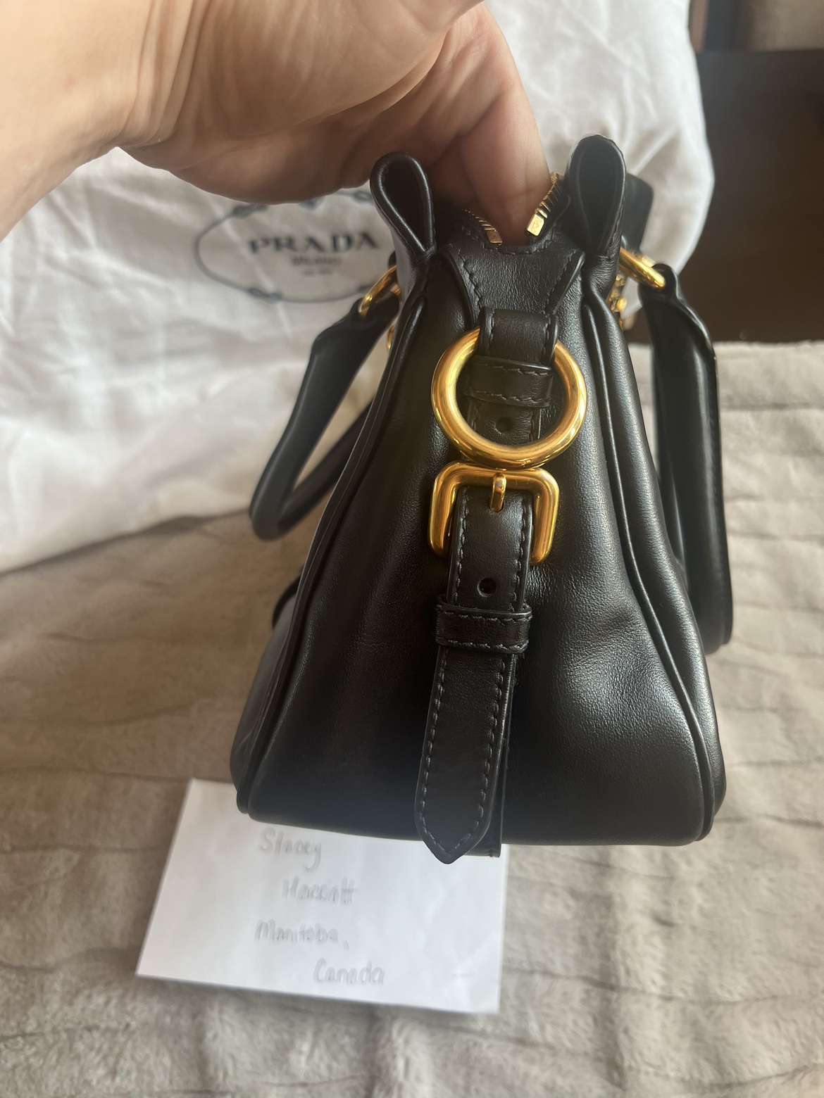 Prada Bauletto BN1903 Nero Soft Calf Leather Bag - photo 4