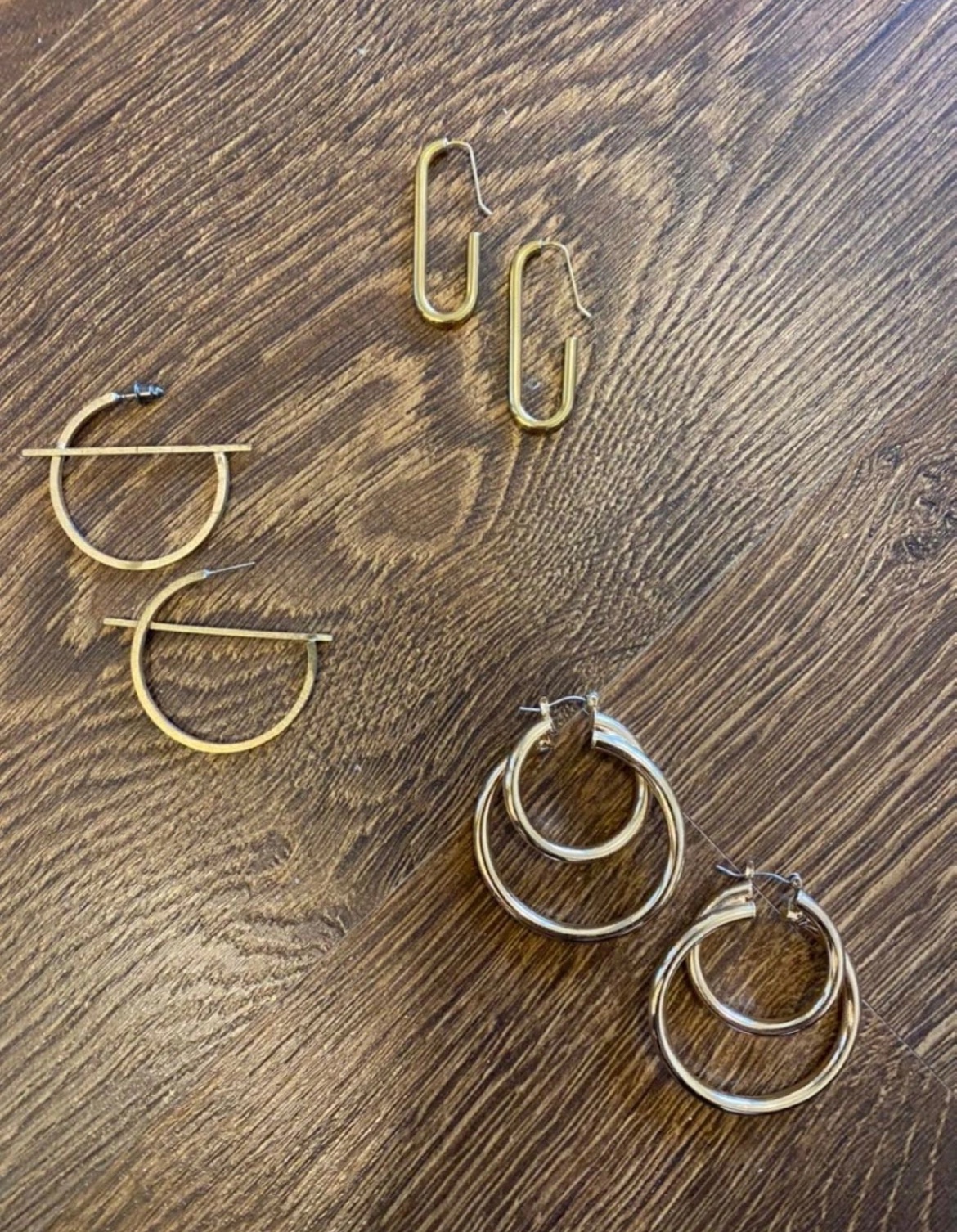 Set of 3 golden hoop earrings #freecycle thumbnail