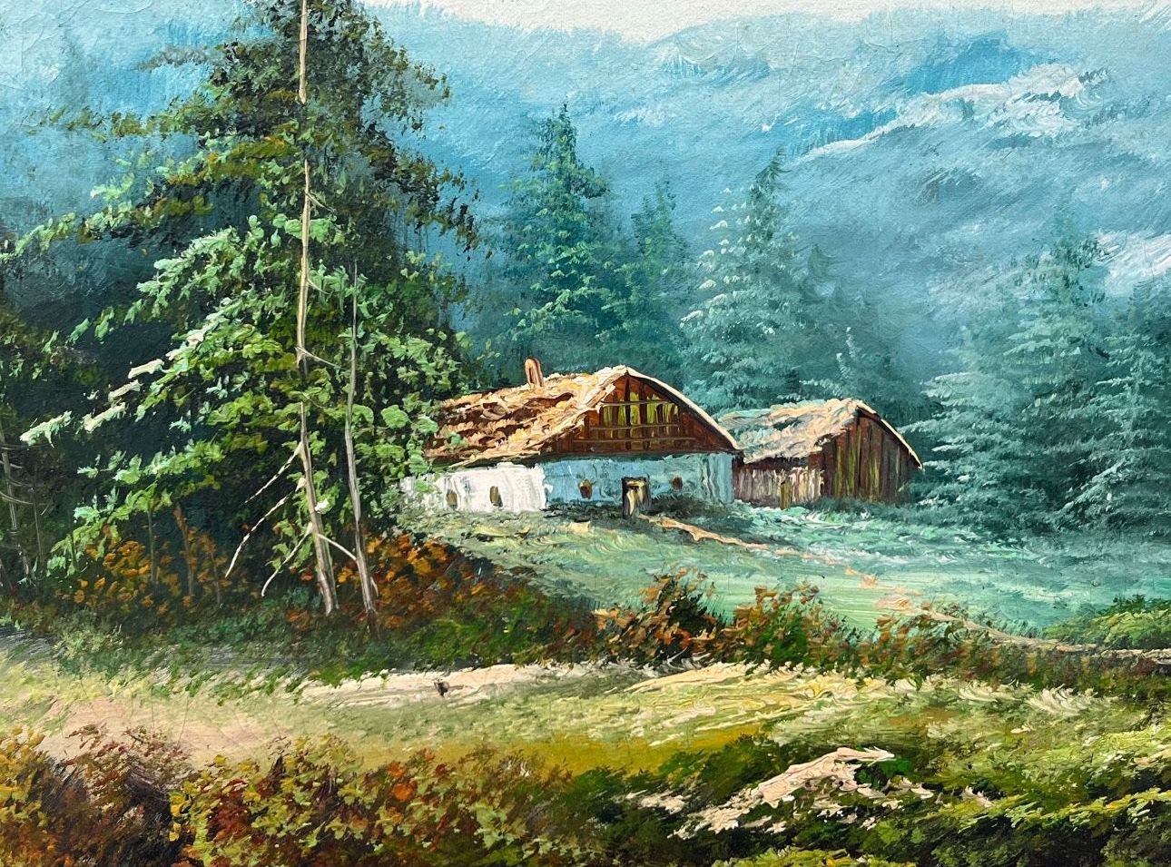 Oil Canvas 2 Barns In The Woods By R.Danford - photo 2