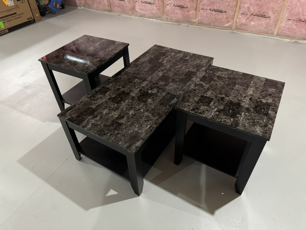2 small and 1 large laminated marble top tables - photo 2