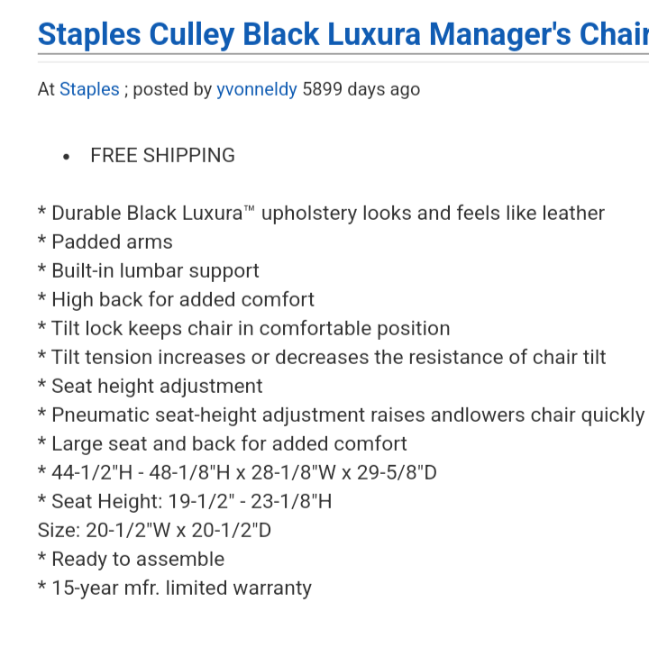 Culley black hi back Luxura manager's chair...  brand new in box - photo 4