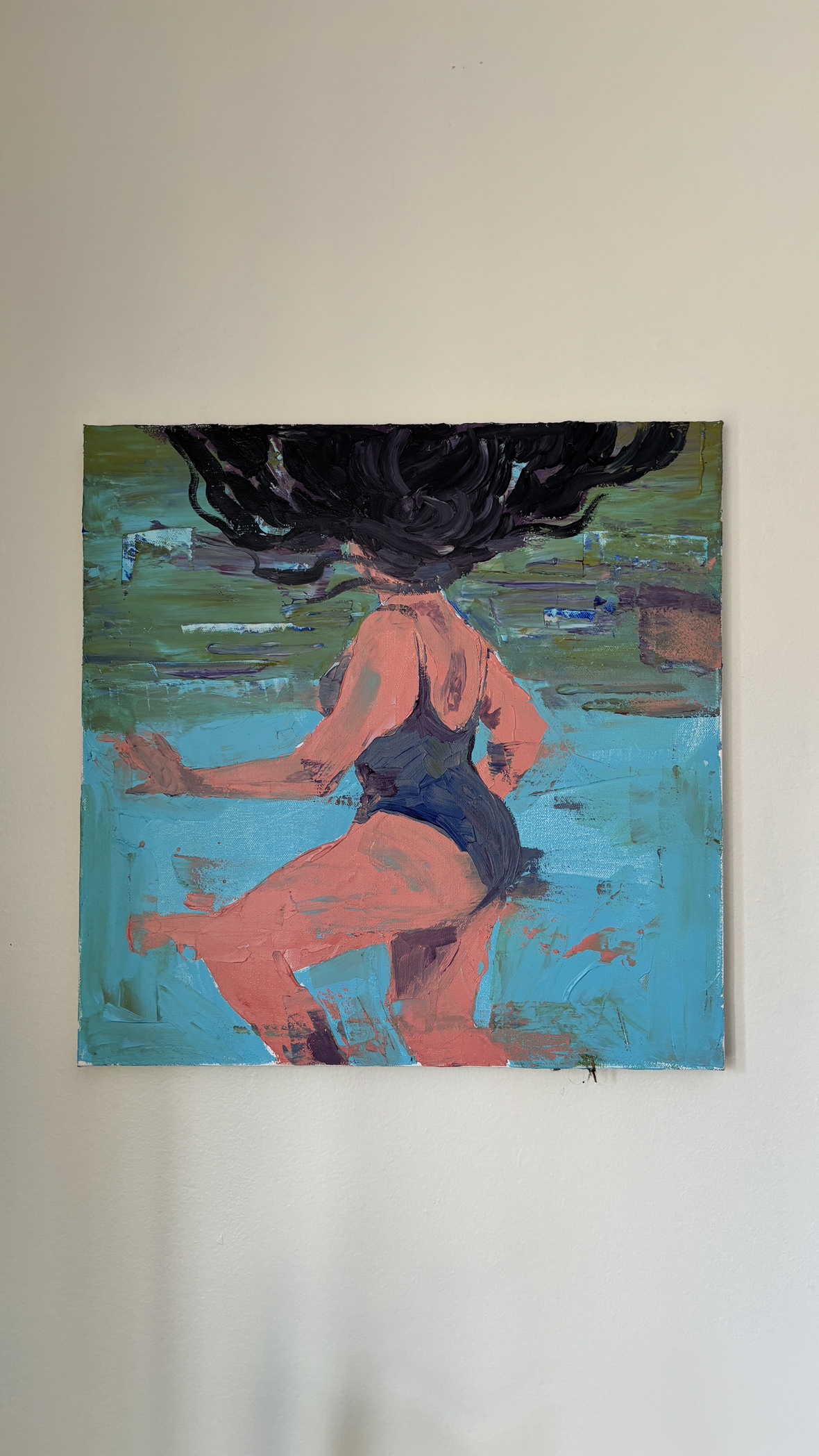 Girl Swimming Canvas Painting