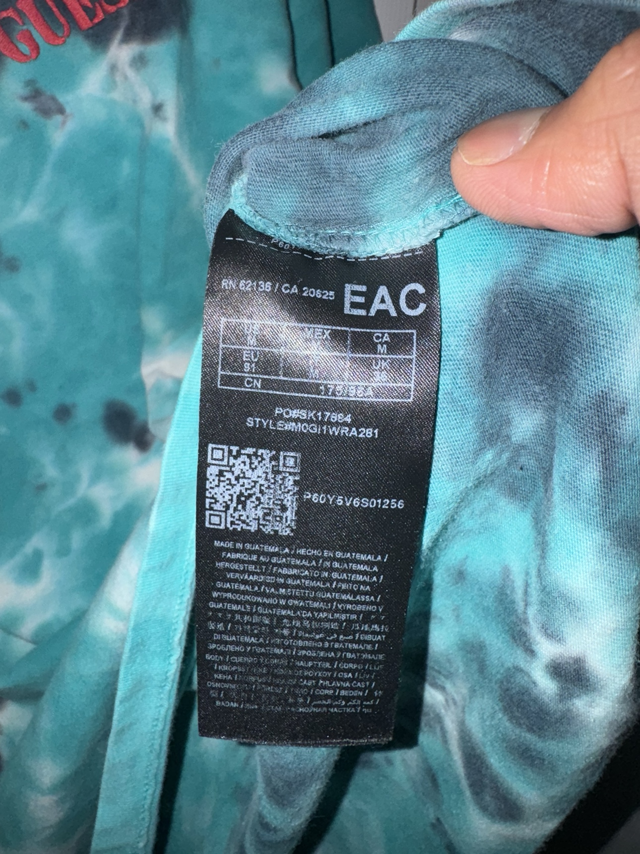 Vintage Guess Tie Dye Aqua Green Flags Logo Rare (Medium) image indicator(5)
