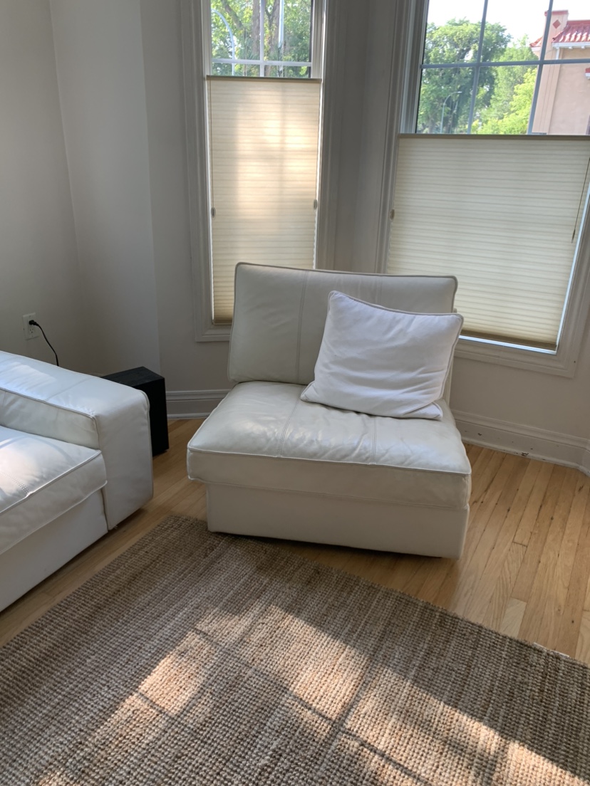 Genuine white leather couch & chair - photo 2
