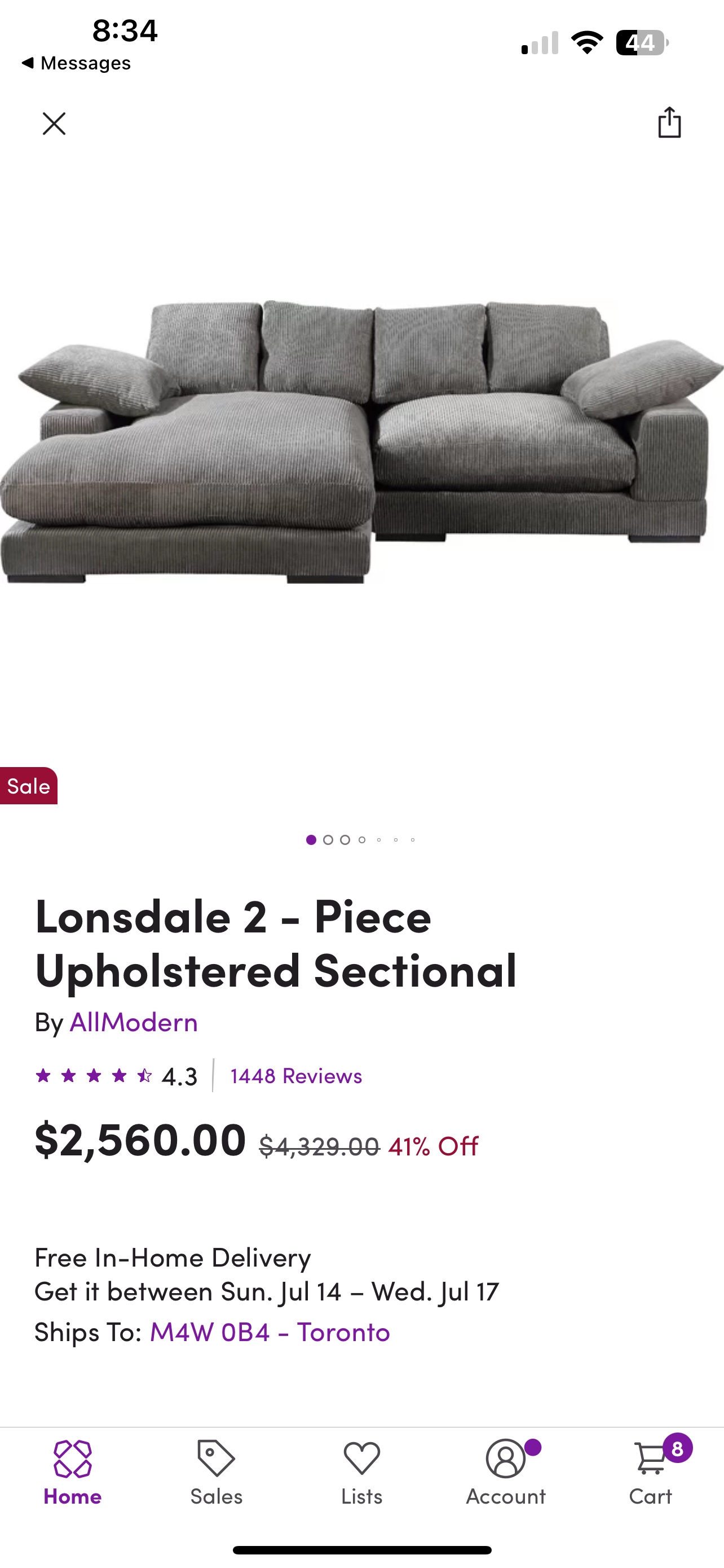 Wayfair Couch Moving out Sale image indicator(3)