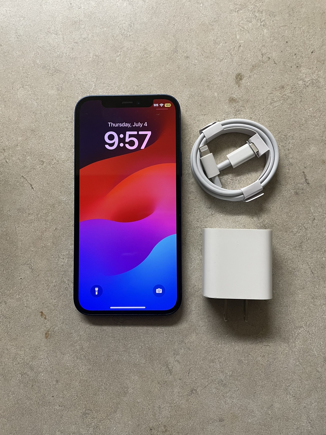 Mint - IPhone 12, 64GB, Blue, W/ Charger + Cable