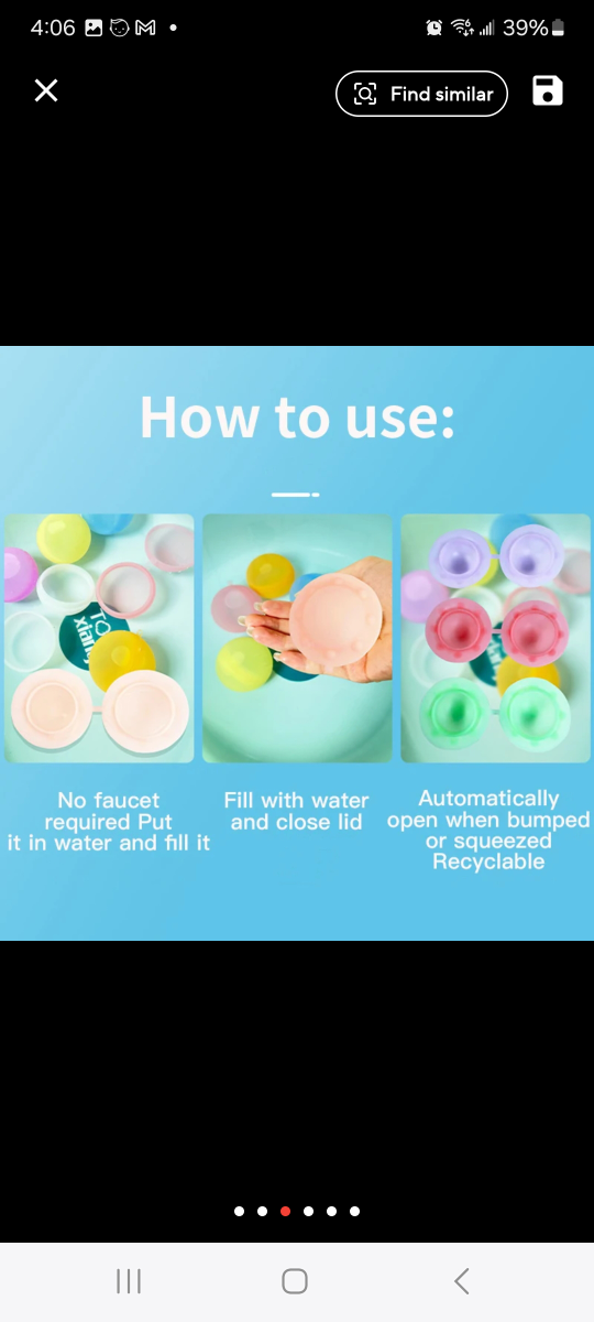 Brand New Reusable Water Balloons (8 pcs) image indicator(3)