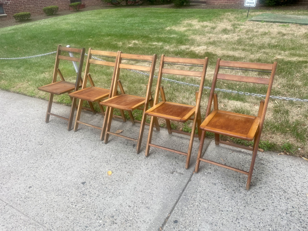 Set of 5 MCM Natural Solid Wood Folding Chair - photo 4