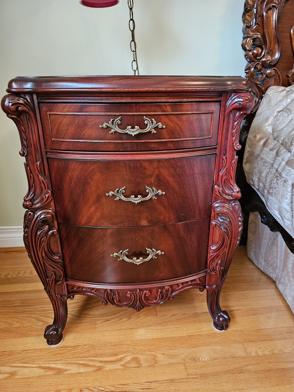 French Mahogany Queen Bed Baroque Rocco Set - photo 5
