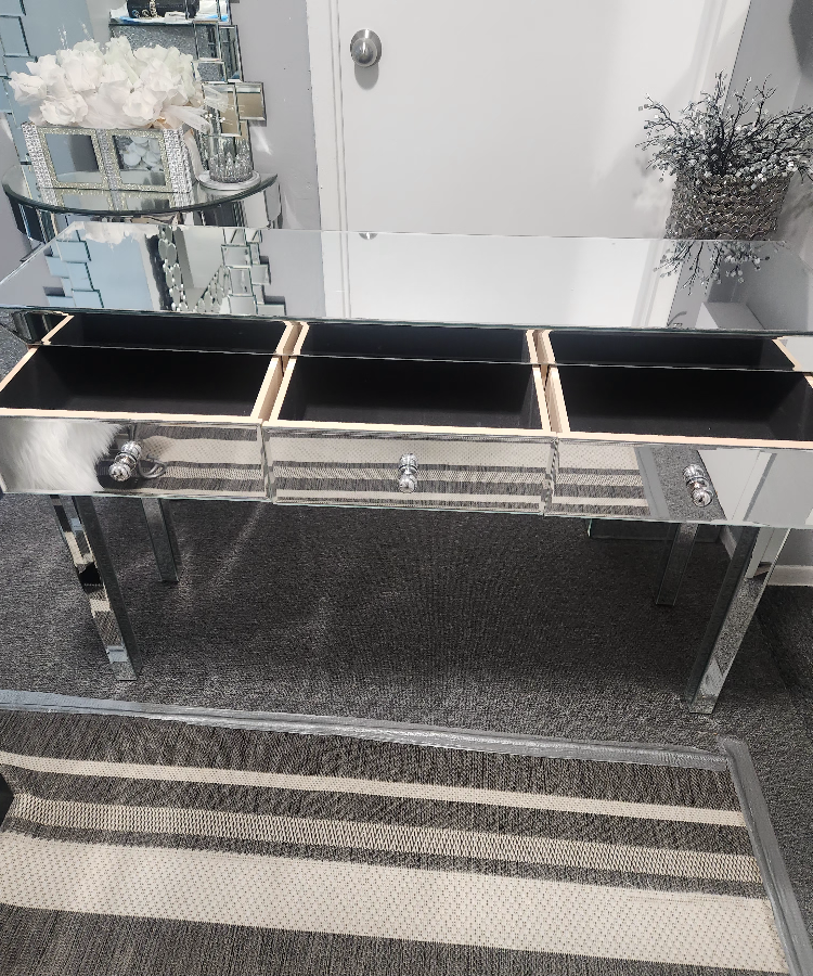 mirror console table with 3 drawer