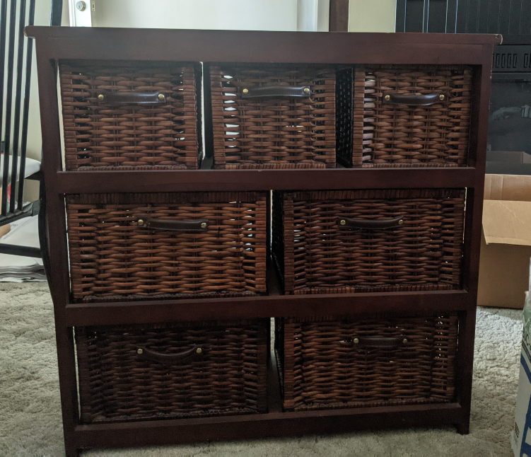 Wood and Wicker storage stand