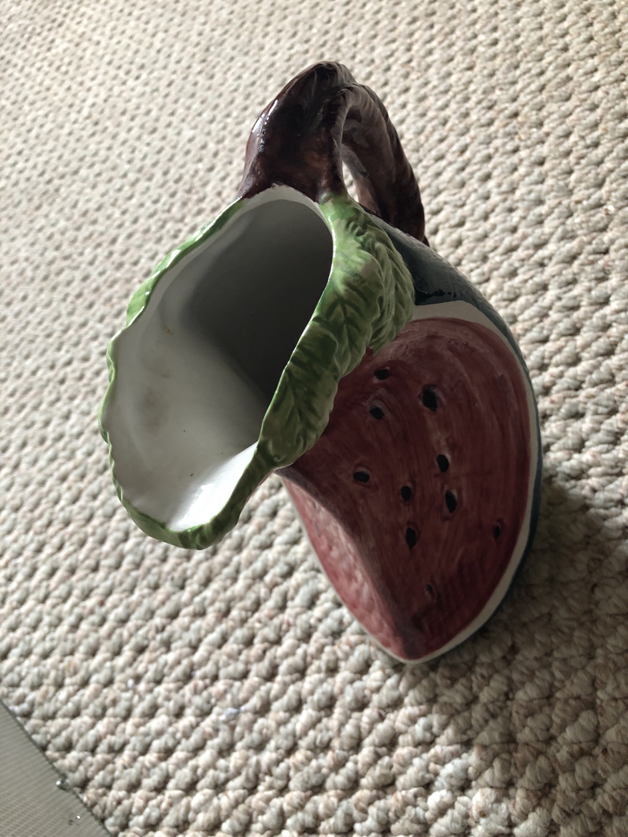 VINTAGE JAY WILLFRED HAND PAINTED WATERMELON SHAPE PITCHER JUG image indicator(4)