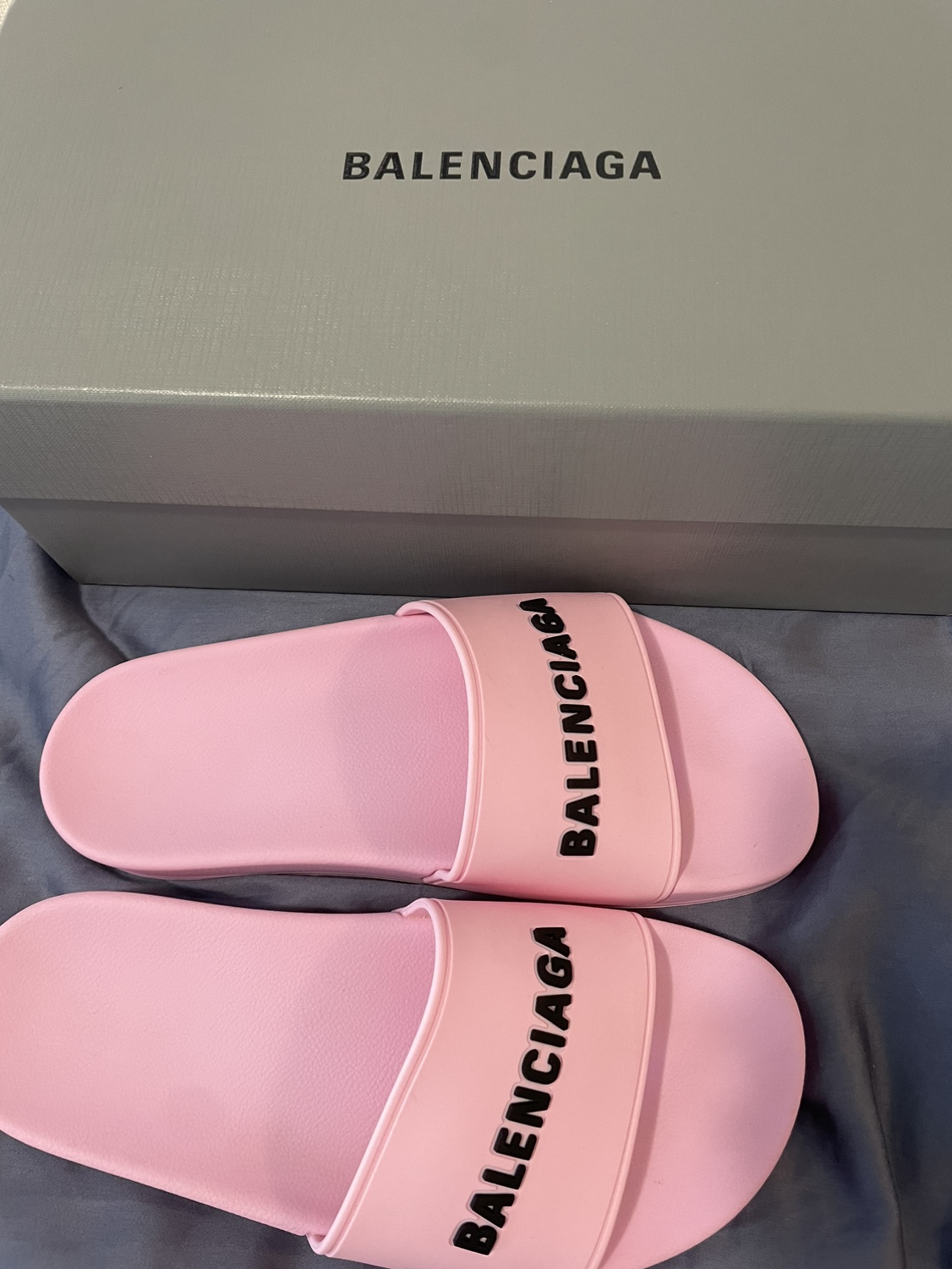 Balenciaga Logo Pool Slides Pink