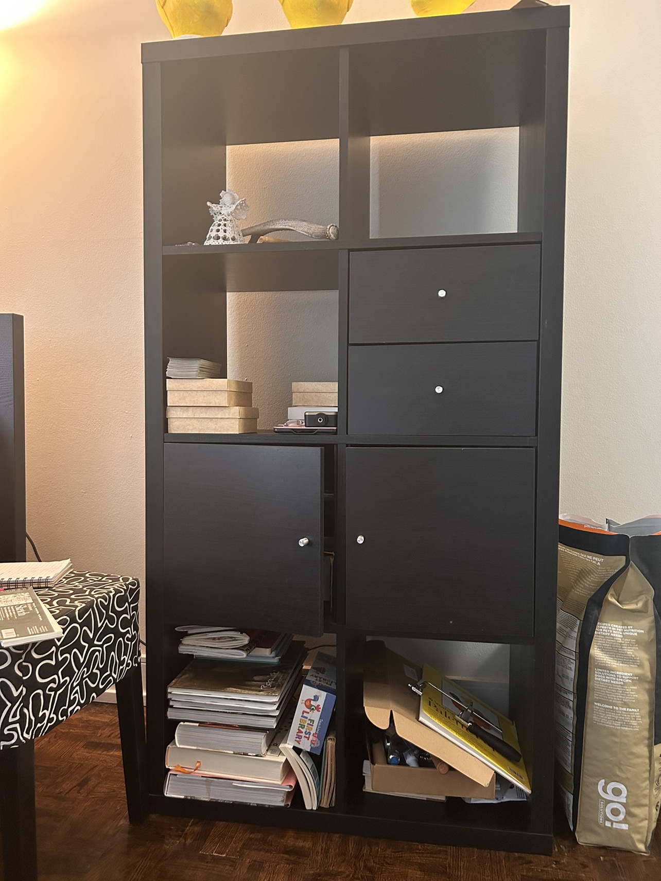 Ikea Black KALLAX Shelf Unit + inserts thumbnail