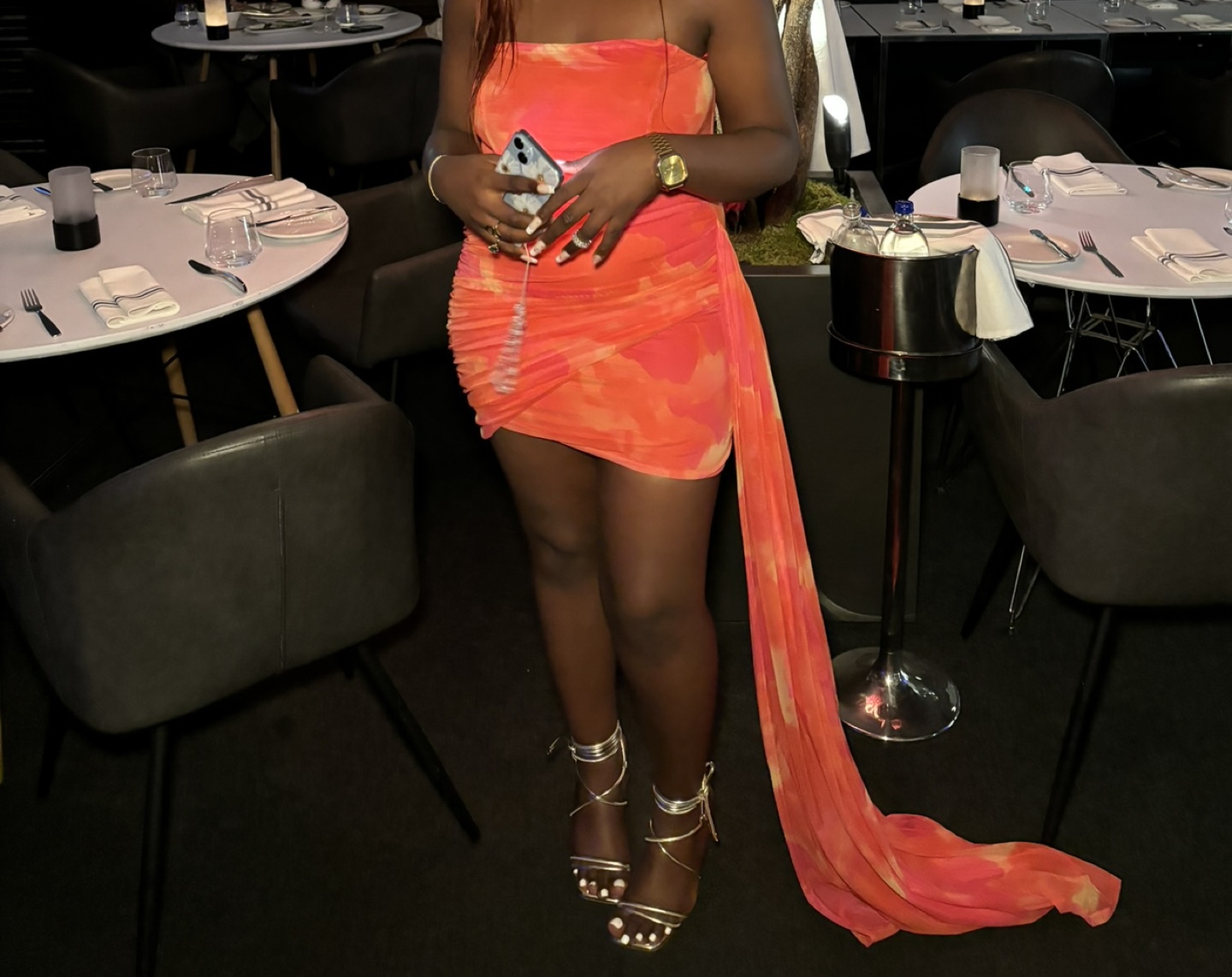 Madelyn draped mini dress- Orange - photo 4