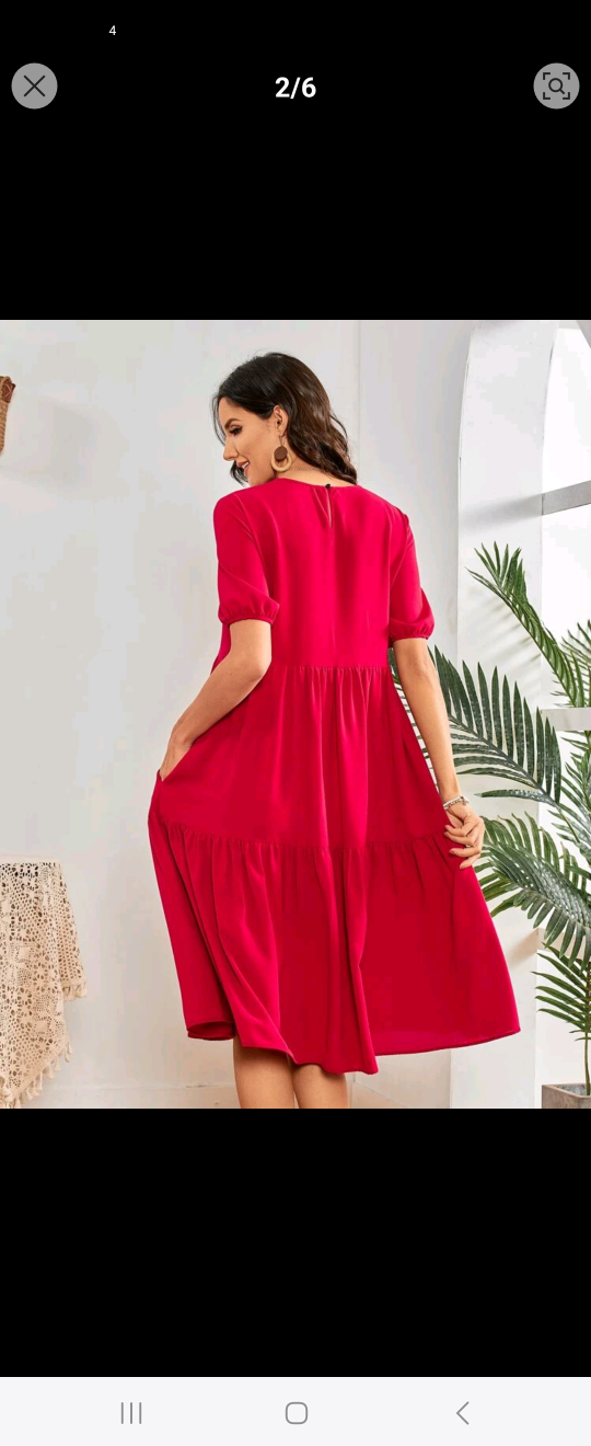 Neon Red Slant Pocket Smock Dress - photo 2