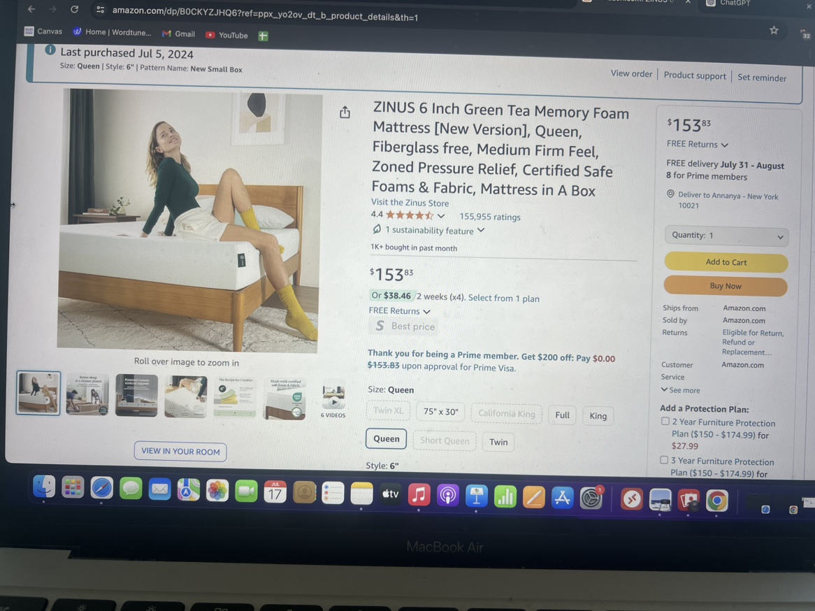Unopened mattress queen - ZINUS