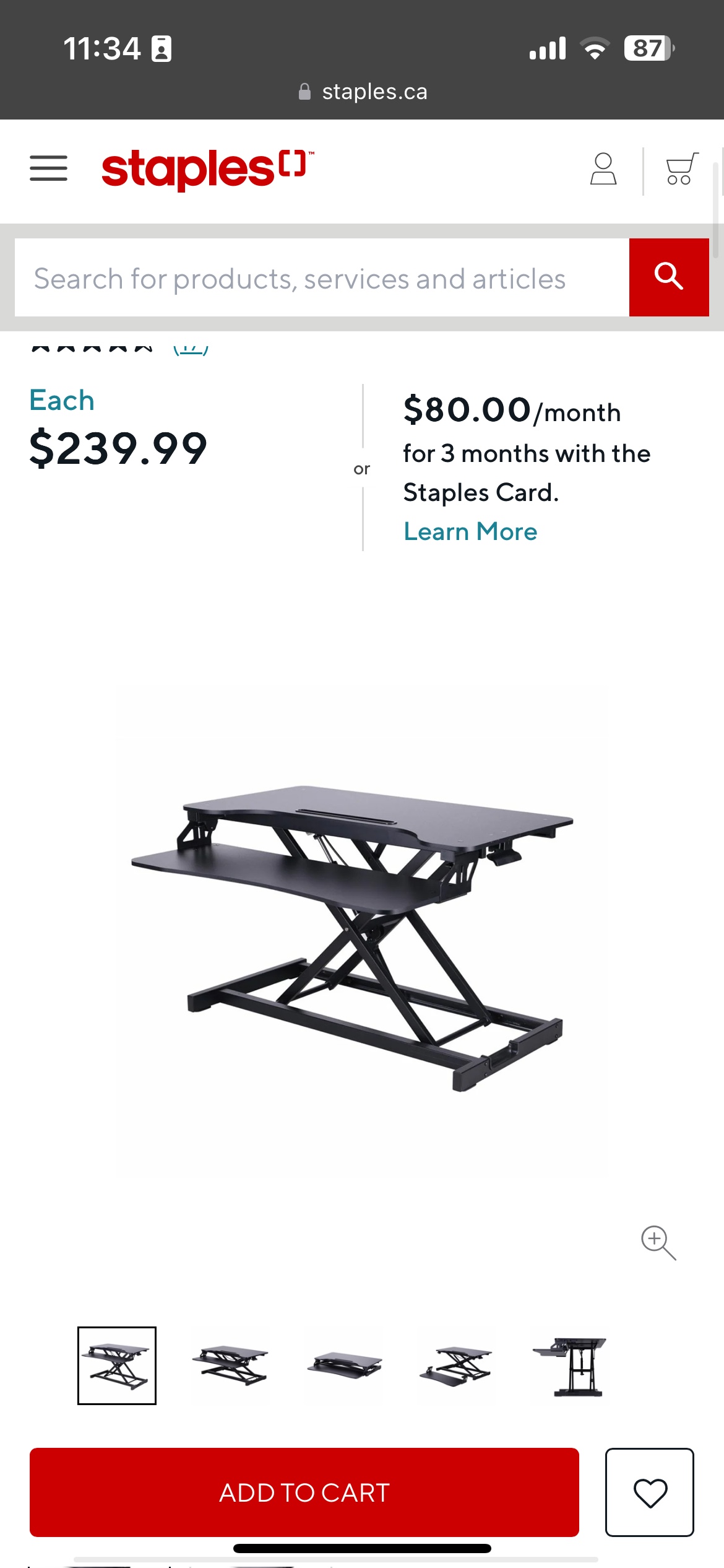 Black standing desk converter